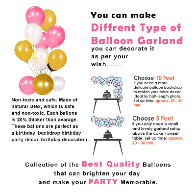 Happy Birthday Decorations Pink & Golden Combo Set For Girls And Women - Pink, White And Golden Metallic Balloons, Birthday Pink color Paper Banner, Golden Foil Curtain for Party Decoration Full Package Princess Theme - (Pack of 63 Pcs)