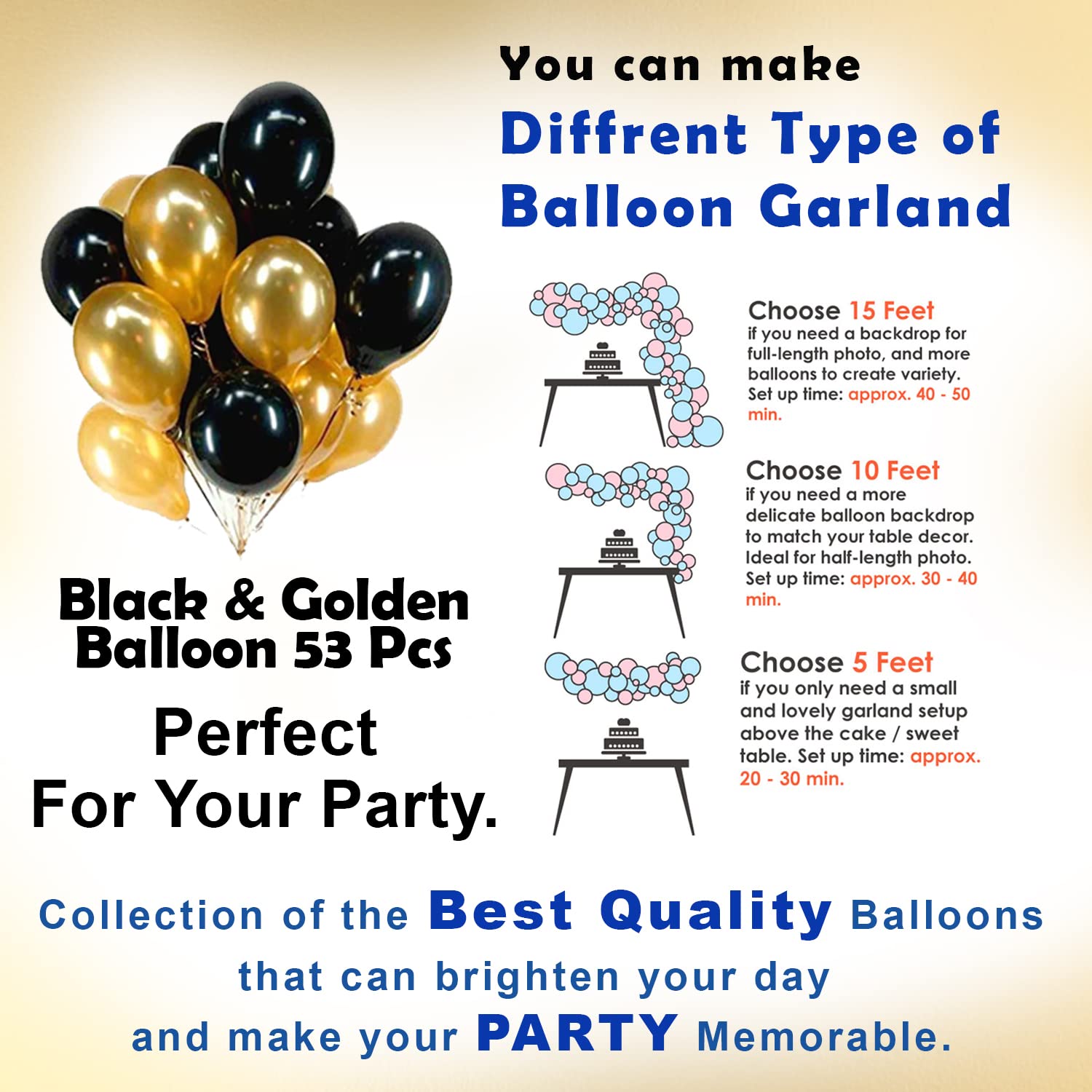 Party Perfection Package: Card Banner, Foil Curtains, Metallic Balloons, Star Foil, Confetti Balloons, Pumper, Arc, Glue Dot Tape - All-in-One (73 Pcs)