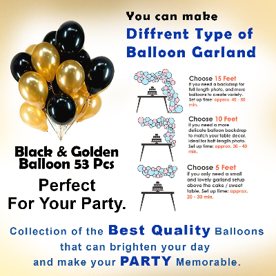 Party Perfection Package: Card Banner, Foil Curtains, Metallic Balloons, Star Foil, Confetti Balloons, Pumper, Arc, Glue Dot Tape - All-in-One (73 Pcs)