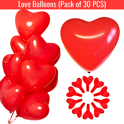 Heart Shape Love Balloons: For Birthday, Anniversary, Valentine’s Day, and Event Decorations - (Pack of 30 Pcs)