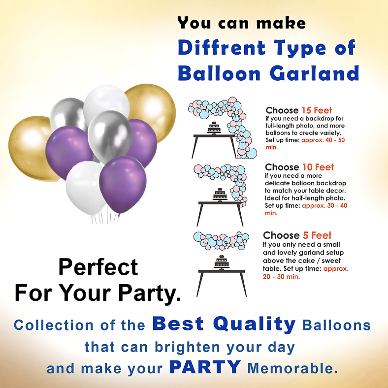 Birthday Decoration Combo Pack: Banners, Curtains, Metallic & Confetti Balloons, Balloon Garland Arch - Complete Decor Set (75 Pcs)