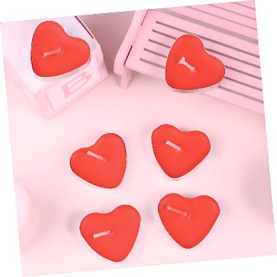 Heart Shaped Love Candles, Ideal for Wedding, Birthday, Party, and Festival Decoration- (Pack of 05 Pcs)