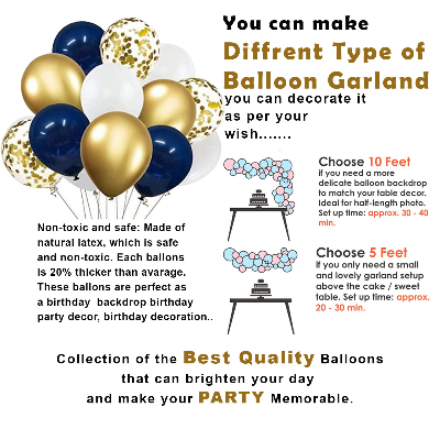 Blue Birthday Decoration Combo Pack - Featuring Birthday Banners, Net Curtain, HQ Balloons, Confetti Balloons, and Fairy Light Decorations- (Pack of 41 Pcs)
