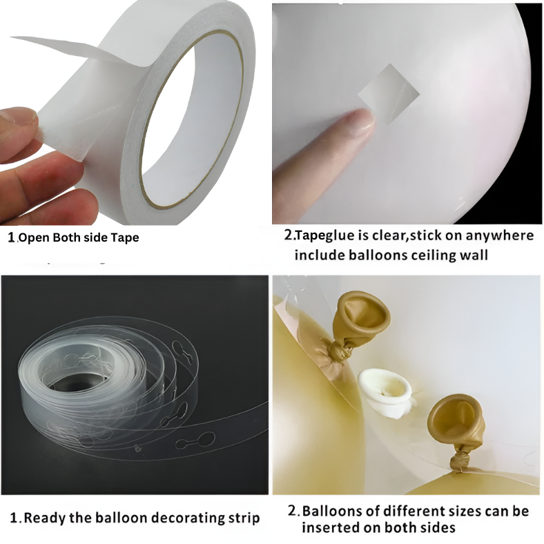 Birthday Decorations Combo - Metallic Balloons, Card Banner, White Net Curtain with Balloon Arch & Both Side Tape - Full Package (55 Pcs)