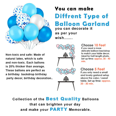 Birthday Combo Pack Blue Theme- Foil Banner, Backdrop Curtains, Metallic Balloons, Confetti, Star & Love Foil Balloon - Full Package (42 Pieces)