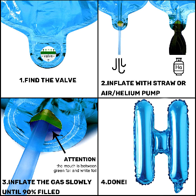 Birthday Combo Pack Blue Theme- Foil Banner, Backdrop Curtains, Metallic Balloons, Confetti, Star & Love Foil Balloon - Full Package (42 Pieces)