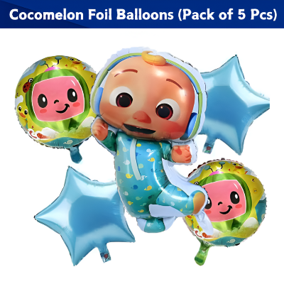 Themed Foil Balloons for Kids' Parties – Includes Hello Kitty, Cocomelon, Boss Baby, Unicorn, Frozen, Jungle, Car & Spider-Man, Baby Boy & Girl Designs – (Pack of 05 Pcs)