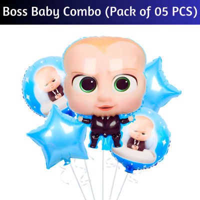 Themed Foil Balloons for Kids' Parties – Includes Hello Kitty, Cocomelon, Boss Baby, Unicorn, Frozen, Jungle, Car & Spider-Man, Baby Boy & Girl Designs – (Pack of 05 Pcs)