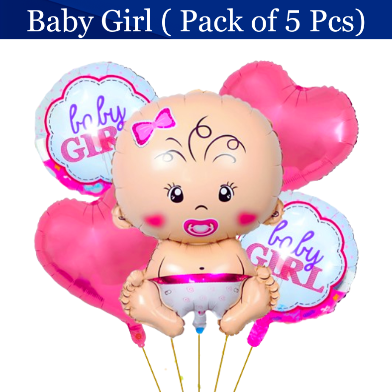 Themed Foil Balloons for Kids' Parties – Includes Hello Kitty, Cocomelon, Boss Baby, Unicorn, Frozen, Jungle, Car & Spider-Man, Baby Boy & Girl Designs – (Pack of 05 Pcs)