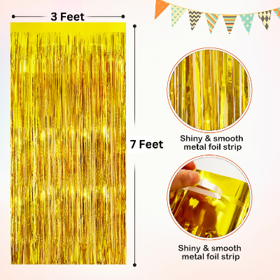 Foil Curtain Backdrop Golden, Silver, Blue, Red, Black & Pink Foil Curtain Backdrop- (Pack of 1 Pcs)