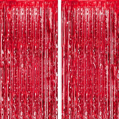 Foil Curtain Backdrop Golden, Silver, Blue, Red, Black & Pink Foil Curtain Backdrop- (Pack of 1 Pcs)