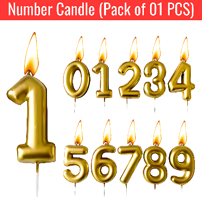 Add Sparkle to Your Party with Golden Number Candle- (Pack of 1 Pcs)