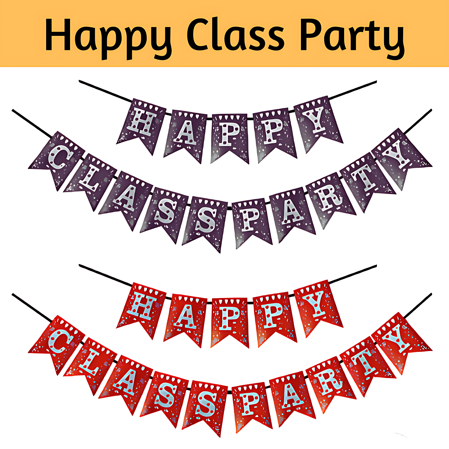 Enhance Your Classroom: Happy Class Party Paper Banner - Red Banner for Vibrant Class Decor - (Pack of 1 Pcs)