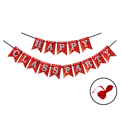 Enhance Your Classroom: Happy Class Party Paper Banner - Red Banner for Vibrant Class Decor - (Pack of 1 Pcs)