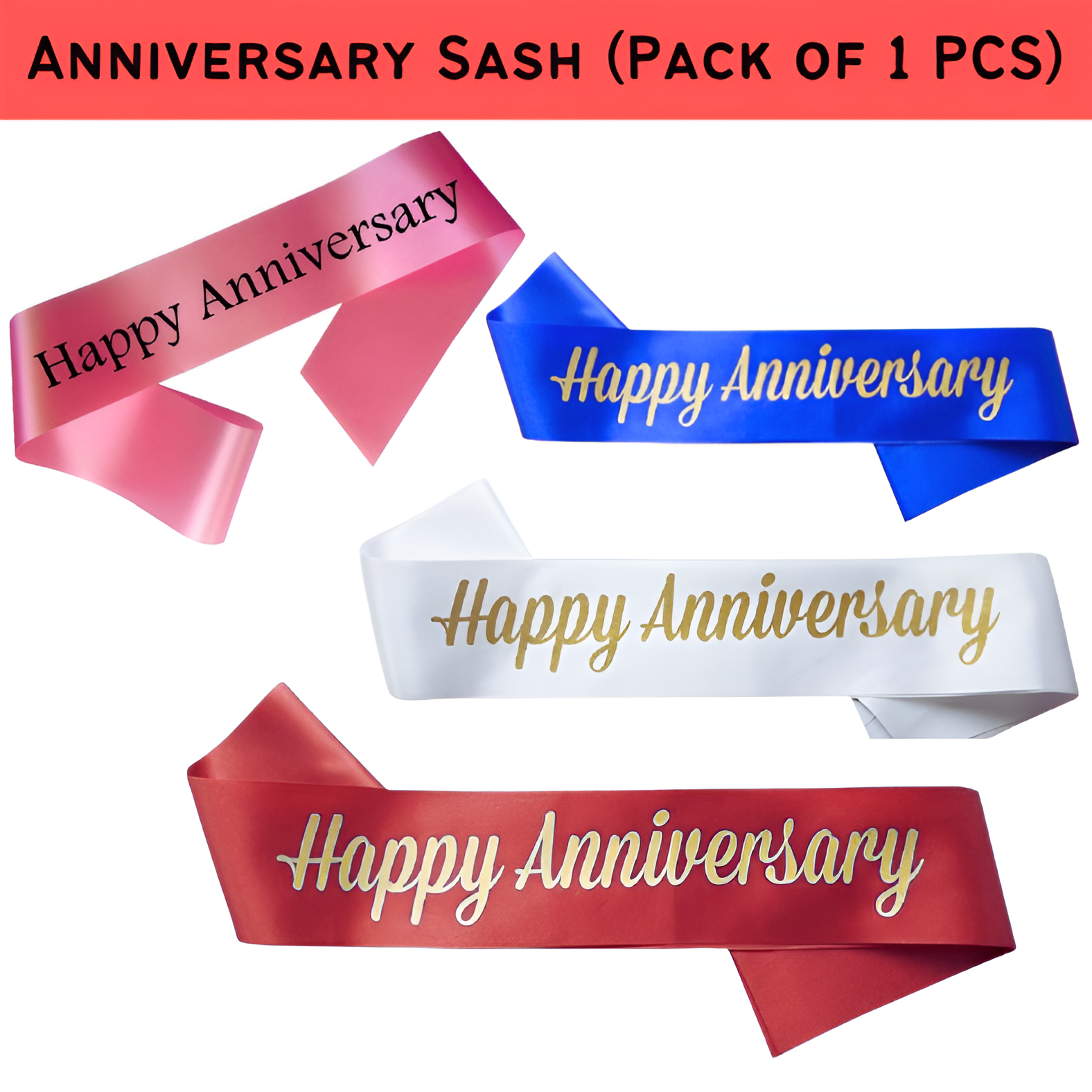 Anniversary Couple Sash for Men and Women Anniversary Party - Pack of 01 Piece