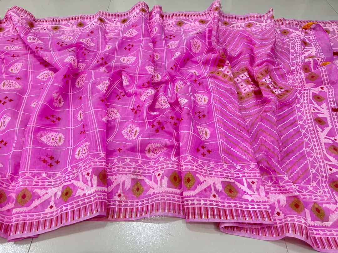 Picture of Pink Afsan Print Saree - Elegant Traditional Design for All Occasions