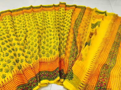 Picture of Yellow Afsan Print Saree - Elegant Traditional Design for All Occasions