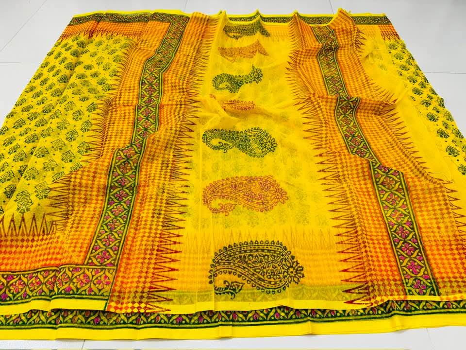 Picture of Yellow Afsan Print Saree - Elegant Traditional Design for All Occasions