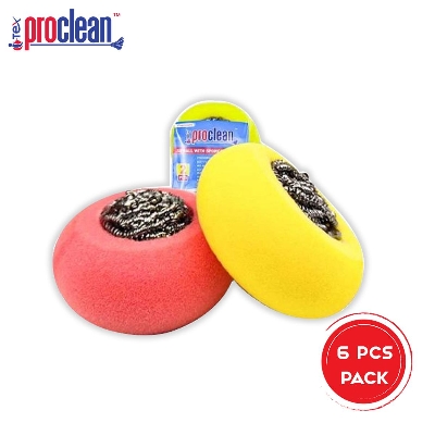 Picture of 6 Pieces SS Ball with Sponge Scourer, Kitchen Cleaning Dish Sponge
 for Removing Hard Dirt, Oil, Non-Scratch Non-Stick Pan_BSS-9999