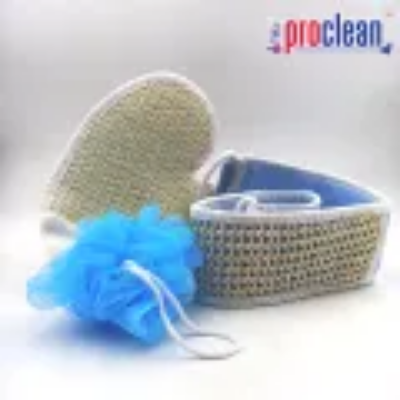 Picture of Proclean 3Pcs/Set Scrubber Bath Body Brush, made with Golden Fiber, Exfoliating Back Scrubber & Exfoliator Sponge Pad Set for Shower. Bath Shower Scrubber Set Which Deep Clean Relax Your Body_BB-1091 - bath sponge