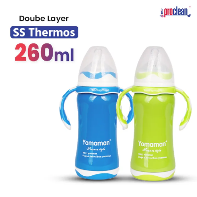 Picture of Charming & Colorful 260ml Proclean Baby Feeder Bottle with 
a Soft silicone spout– FB-1695, High Graded Stainless 
Still, With Handle to Have Grip Well
