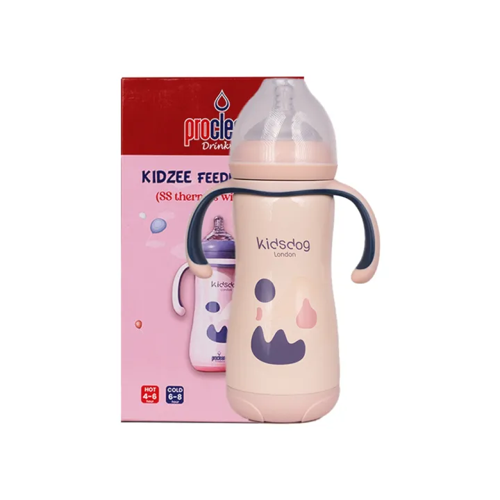 Picture of Charming & Colorful 260ml Proclean Baby Feeder Bottle with 
a Soft silicone spout– FB-1695, High Graded Stainless 
Still, With Handle to Have Grip Well
