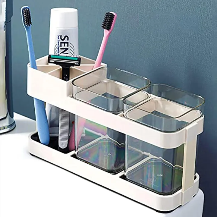 Picture of Toothbrush Holder Automatic Toothbrush Dispenser Holder Electric Toothbrush Storage Box Bathroom 3 chamber