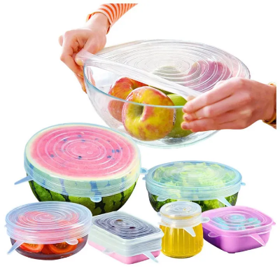 Picture of 6 Pcs Kitchen Reusable Silicone Stretch Seal Lid 
Preservation Vacuum Food Storage Bowl Cover