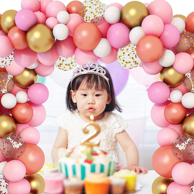 Rose Gold Themed Birthday Party Combo – Banners, Balloons, Arch Tools & Full Decoration Package (114 Pcs)