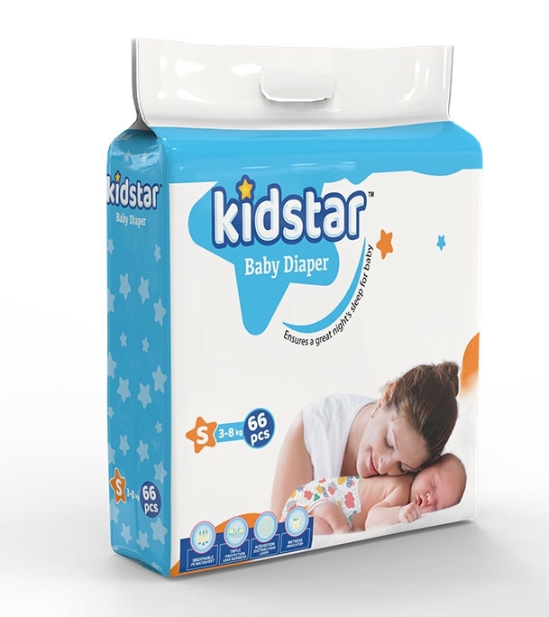 Buy Kidstar Baby Diaper Small 66pcs 3-8 Kg Online