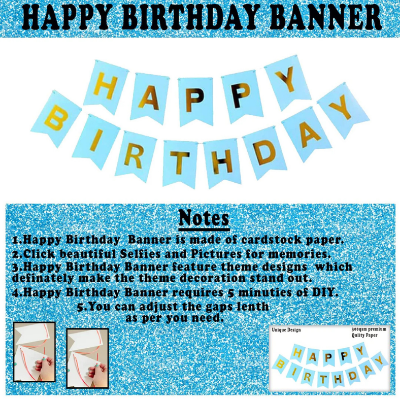 Complete Birthday Party Decoration Set – Metallic Balloons, Net Curtain, Blue Banner, Golden Fairy Lights & Arch Tools (111 Pcs)