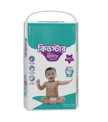 Picture of Kidstar Ultra Soft Baby Pant Diaper Medium 40Pcs 6-11 KG for Kids Dryness, Safety and Comfort (Kidstar Baby Wipes (Pouch) 120 Pcs - Free)