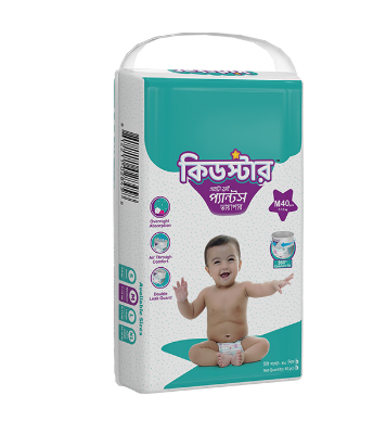 Picture of Kidstar Ultra Soft Baby Pant Diaper Medium 40Pcs 6-11 KG for Kids Dryness, Safety and Comfort (Kidstar Baby Wipes (Pouch) 120 Pcs - Free)