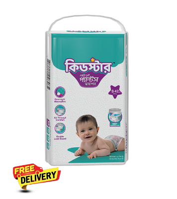 Picture of Kidstar Ultra Soft Baby Pant Diaper Small 42Pcs 3-8 KG for Kids Dryness, Safety and Comfort (Kidstar Baby Wipes (Pouch) 120 Pcs - Free)