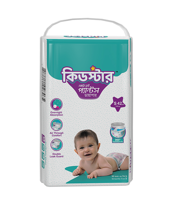 Picture of Kidstar Ultra Soft Baby Pant Diaper Small 42Pcs 3-8 KG for Kids Dryness, Safety and Comfort (Kidstar Baby Wipes (Pouch) 120 Pcs - Free)