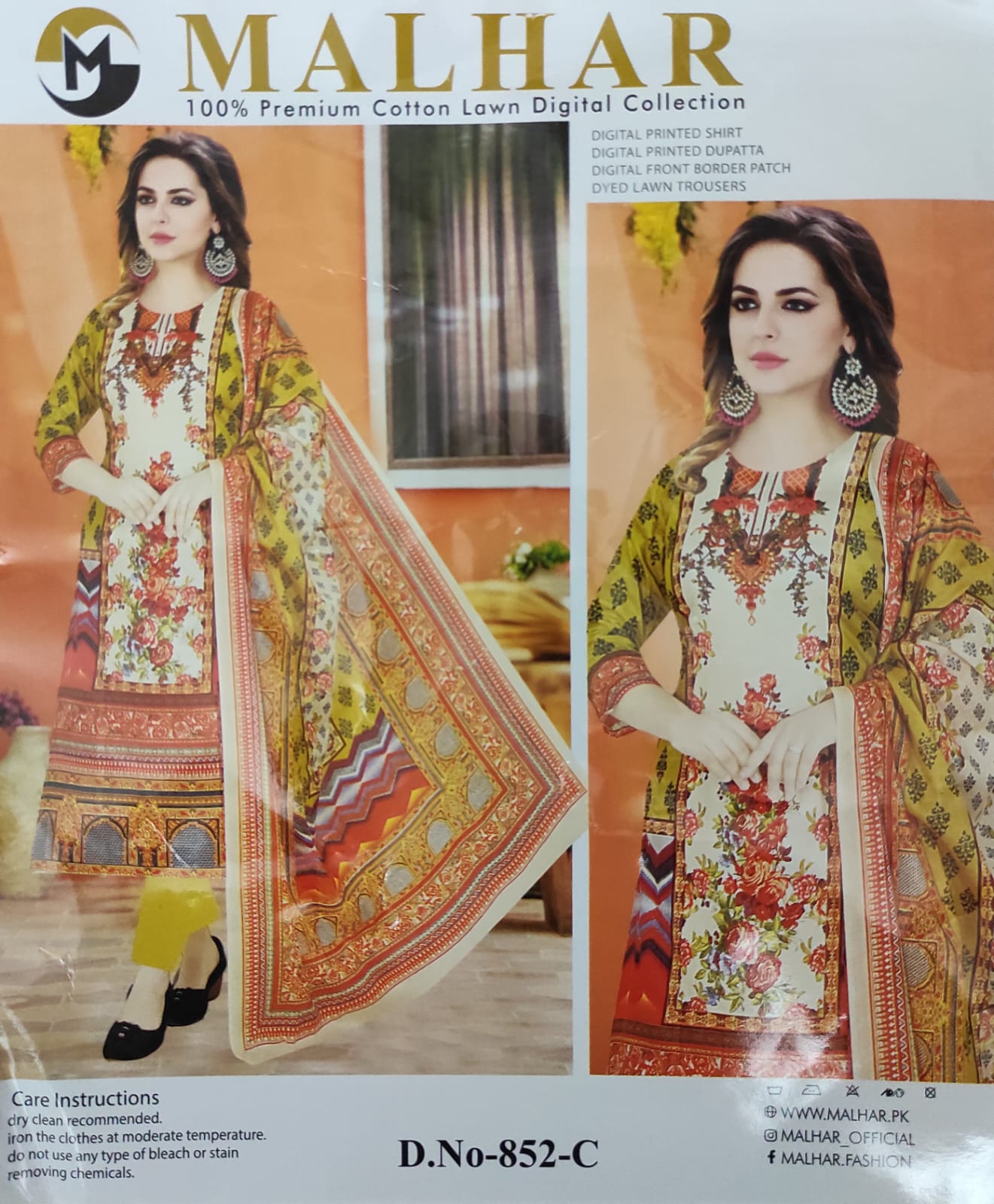Buy   MALHAR 100% Premium Cotton Lawn Digital Printed Three Piece at Best price in  Bangladesh