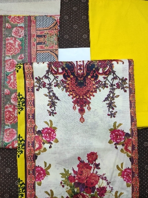 Buy   MALHAR 100% Premium Cotton Lawn Digital Printed Three Piece at Best price in  Bangladesh