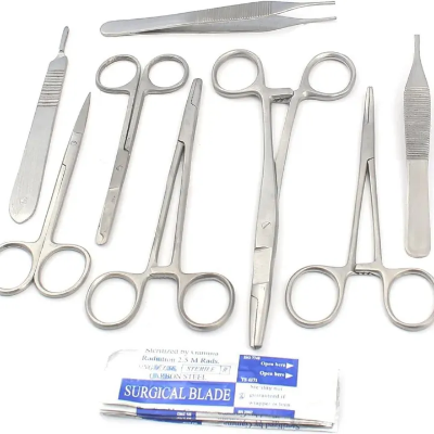  Buy Set Of 9 Pcs Student Basic Comprehensive Instruments!scissors ! Needle Holder ! Forceps ! Scalpel Handle +10 Blade  Best price in Bangladesh