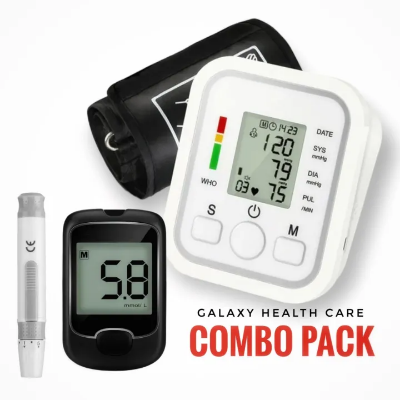 Buy Digital Arm BP Blood Pressure Monitor Tensiometer Tonometer Automatic Sphygmomanometer + Blood Glucose Meter with Test Strips at best price in Bangadesh