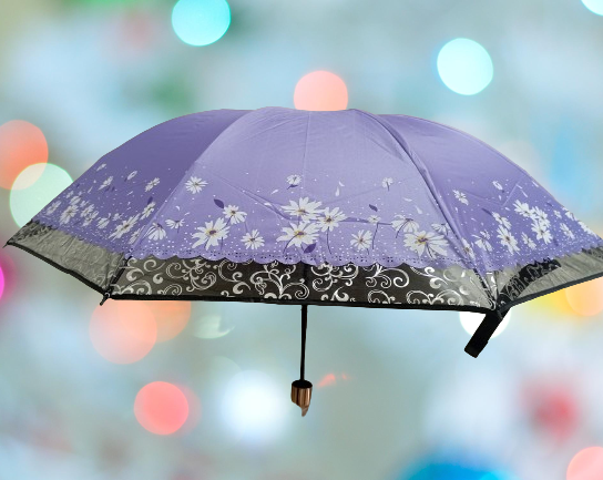 Buy Ladies Fashionable & Elegant Anti UV Sunshade Print Border Lace Umbrella Multicolor at Best Price In Bangladesh