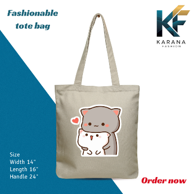 Buy Exclusive design printed Canvas Tote Bag with Zipper for ladies at Best Price in Bangladesh