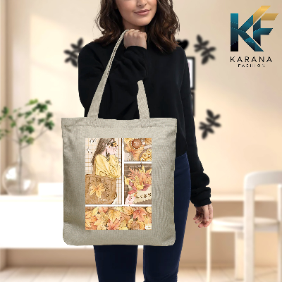 Buy Exclusive design printed Canvas Tote Bag with Zipper for ladies at Best Price in Bangladesh