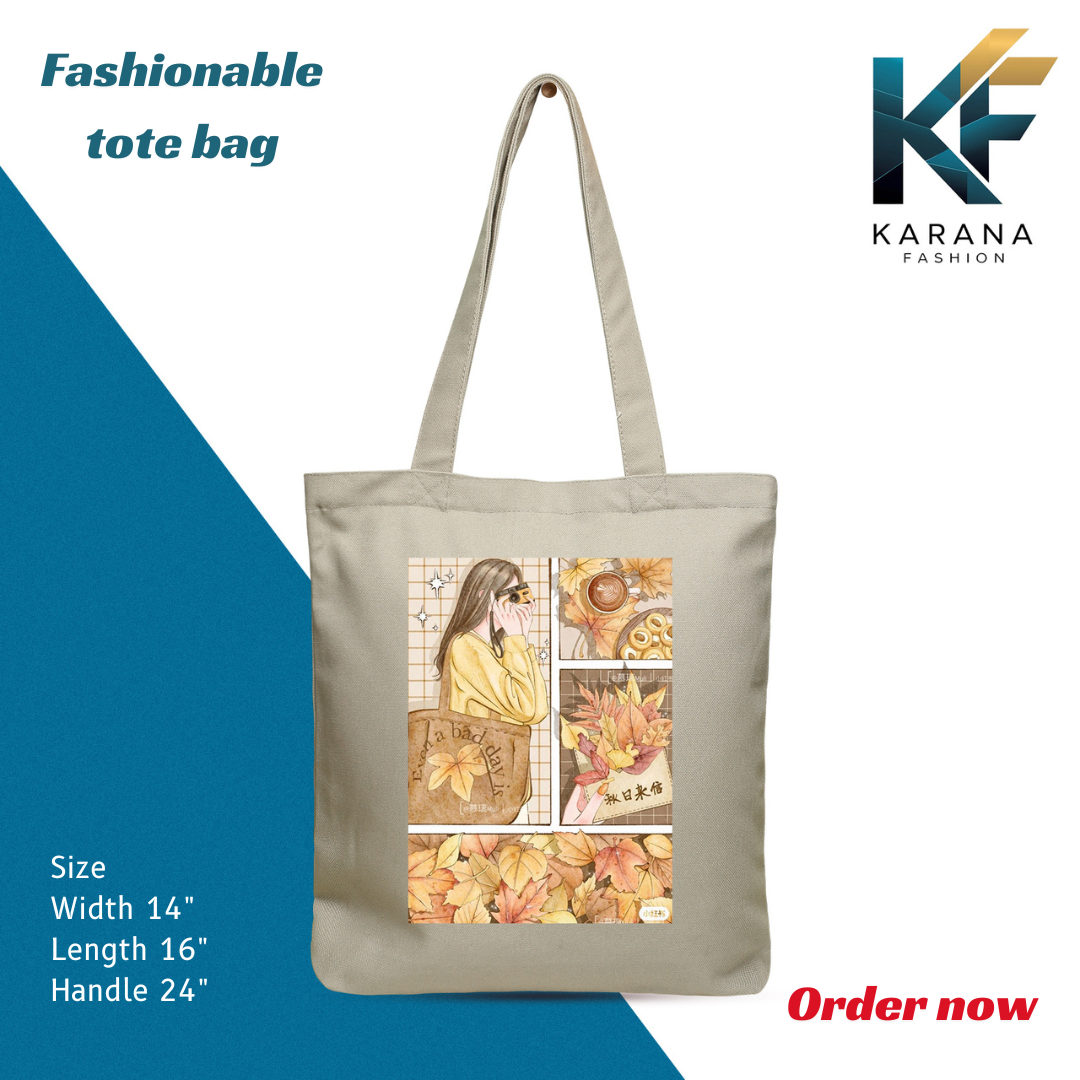 Buy Exclusive design printed Canvas Tote Bag with Zipper for ladies at Best Price in Bangladesh