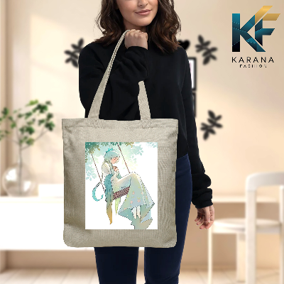 Buy Exclusive design printed Canvas Tote Bag with Zipper for ladies at Best Price in Bangladesh