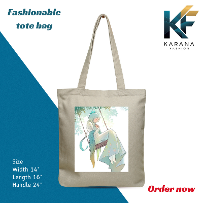 Buy Exclusive design printed Canvas Tote Bag with Zipper for ladies at Best Price in Bangladesh