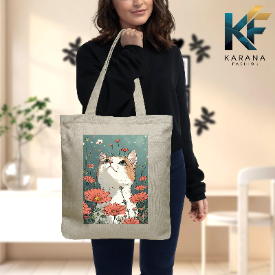 Buy Exclusive design printed Canvas Tote Bag with Zipper for ladies at Best Price in Bangladesh