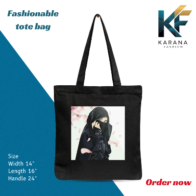 Buy Exclusive design printed Canvas Tote Bag with Zipper for ladies at Best Price in Bangladesh