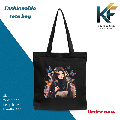 Buy Exclusive design printed Canvas Tote Bag with Zipper for ladies at Best Price in Bangladesh