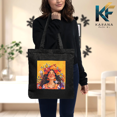 Buy Exclusive design printed Canvas Tote Bag with Zipper for ladies at Best Price in Bangladesh