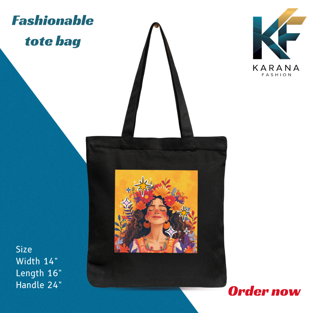 Buy Exclusive design printed Canvas Tote Bag with Zipper for ladies at Best Price in Bangladesh